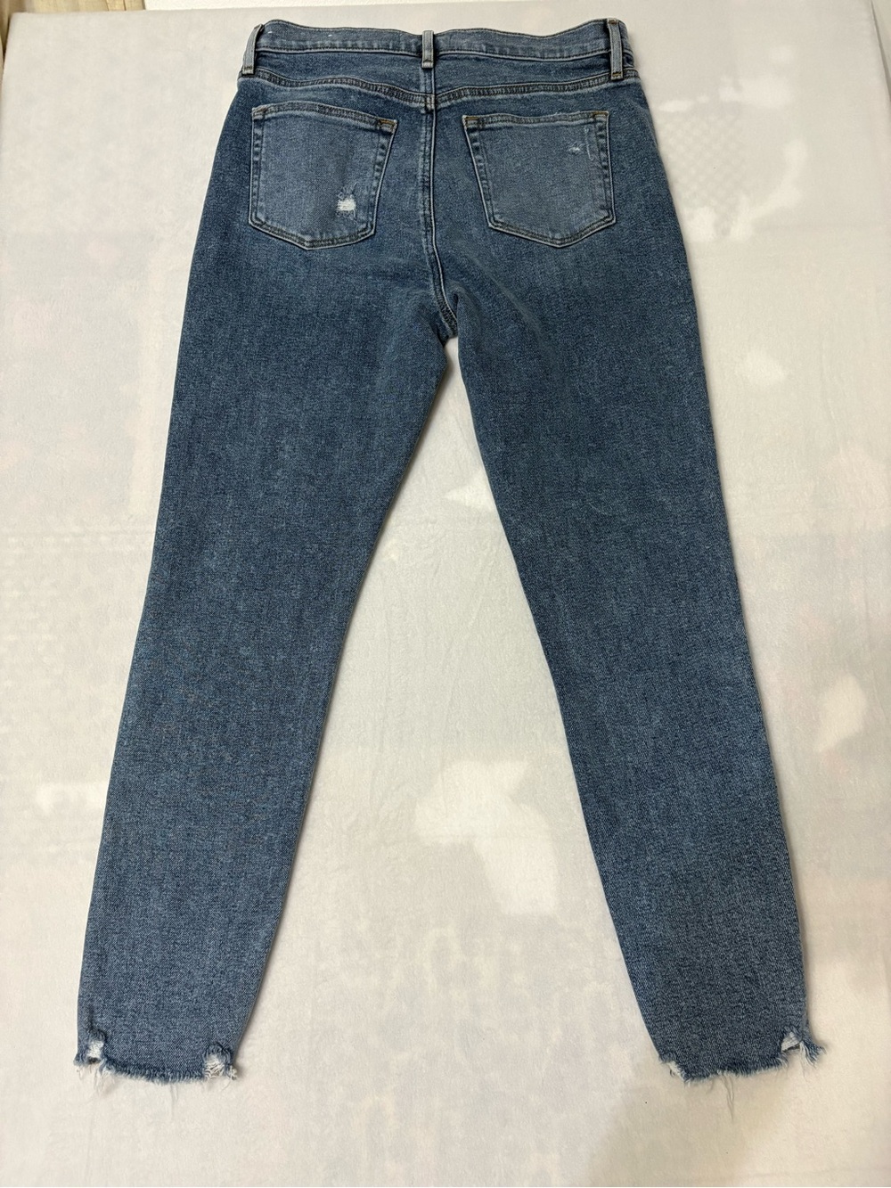 LOFT Women's High Rise Skinny Jeans in Dark Blue with Distressed Details SIZE 10 - Picture 2 of 9